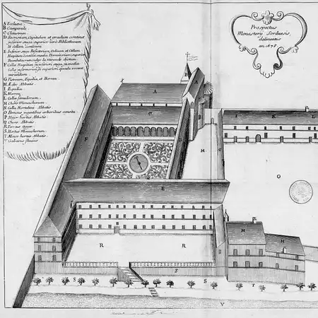 Vue perspective de l'abbaye en 1663